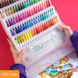 ❐┋❉Bút màu nước 100 hai đầu mềm 60 mực trẻ em Bộ tô lông có thể rửa được