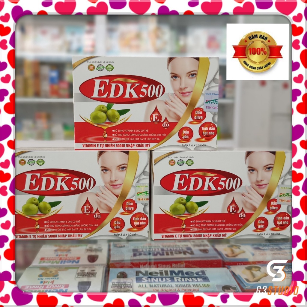 (CHÍNH HÃNG) - VIÊN UỐNG BỔ SUNG VITAMIN E EDK500 (H30v)- Giúp Tăng Cường Chống Oxy Hóa, Trẻ Hóa Và Làm Đẹp Da