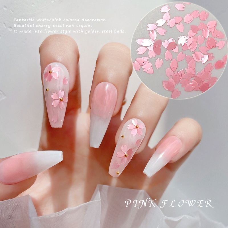 Hộp Phụ Kiện Hạt Kim Sa Hình Hoa Anh Đào Siêu Mỏng Trang Trí Móng Tay DIY