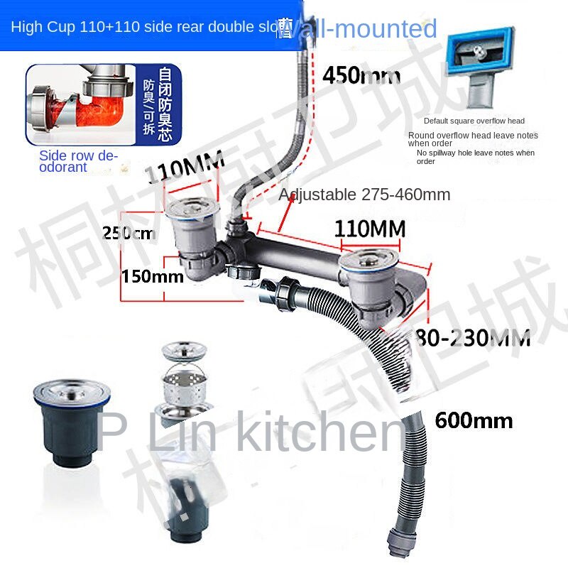Bộ Dụng Cụ Thoát Nước Bồn Rửa Chén Trái Phải Tiện Dụng
