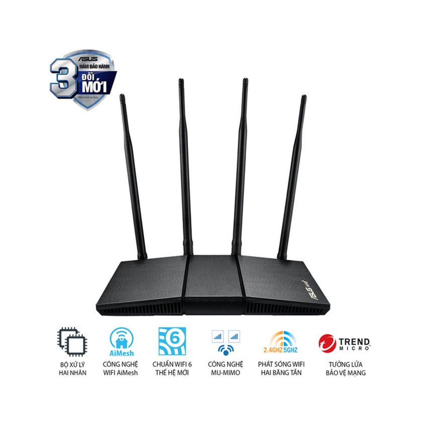 Router WiFi 6 Asus RTAX1800HP chuẩn AX1800 (Xuyên tường) Hàng Chính Hãng