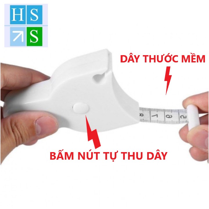 Thước dây đo cơ thể vòng eo 150cm bấm nút tự thu dây tiện dụng mang theo tập gym thể thao - HS Shop Thủ Đức