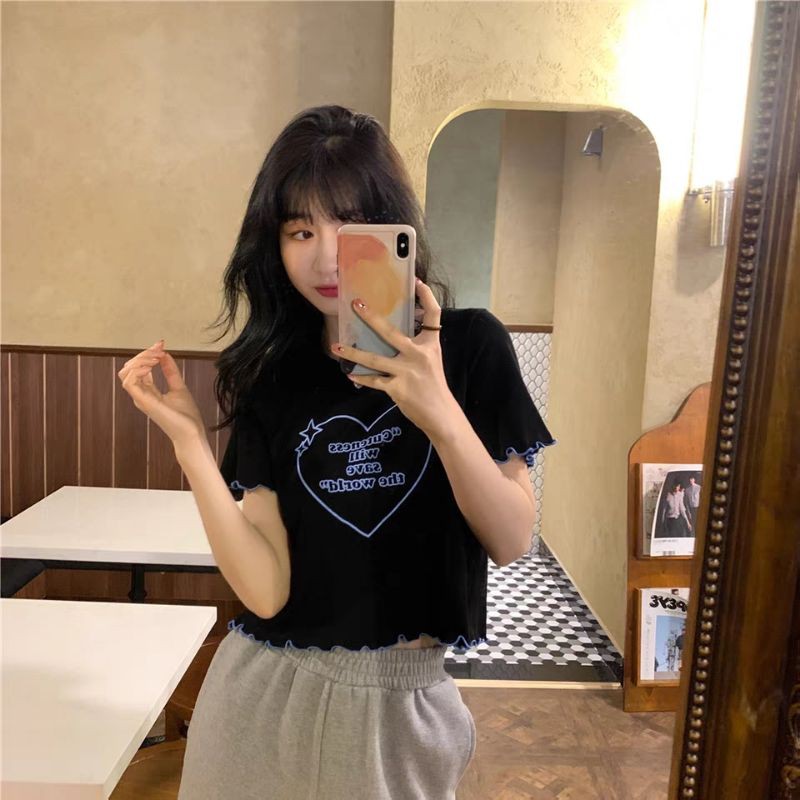 ÁO THÊU TRÁI TIM WILL SAVE DÁNG CROPTOP NỮ - A3WS