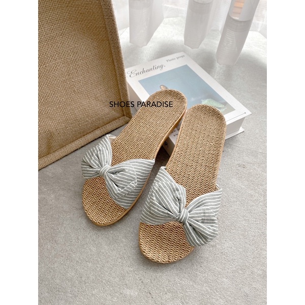 Dép Cói Nơ Sọc Siêu Nhẹ Và Êm Tiện Lợi Dễ Mang Shoes Paradise