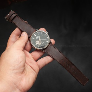 Dây đồng hồ thủ công - Dây da bò (Tặng kèm bộ chốt inox, đủ size 18,20,22)
