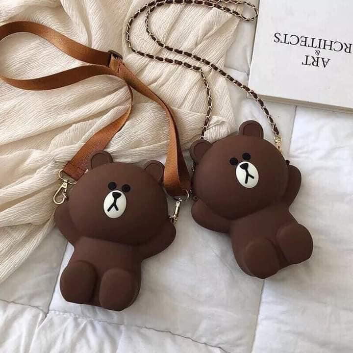 Túi Đeo Chéo Nữ Gấu Brown Dây Da Liền Xích Hàng Loại 1 Lên Form Đẹp | BigBuy360 - bigbuy360.vn