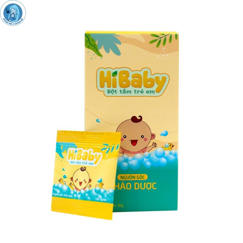 Bột tắm thảo dược trẻ em HiBaby 100% thiên nhiên - Hộp 10 gói