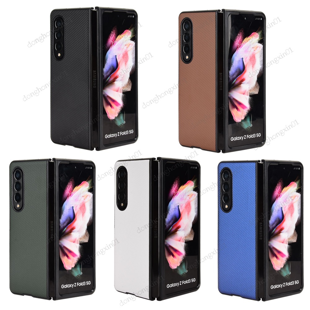 Bao Da Điện Thoại PU + PC + Sợi Carbon Cho Samsung Galaxy Z Fold4 5G Galaxy Z Fold 4 3 2