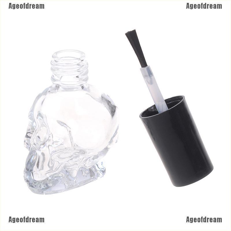 Lọ Thủy Tinh Rỗng Trong Suốt Hình Đầu Lâu 10 / 15ml Đựng Nước Sơn Móng Tay