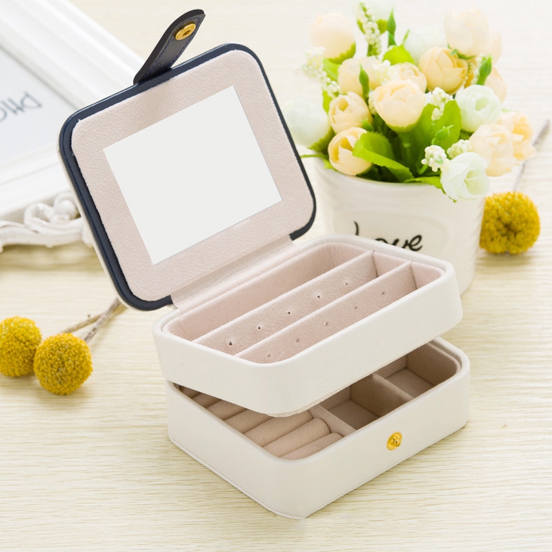 Hộp đựng trang sức 2 tầng có gương soi