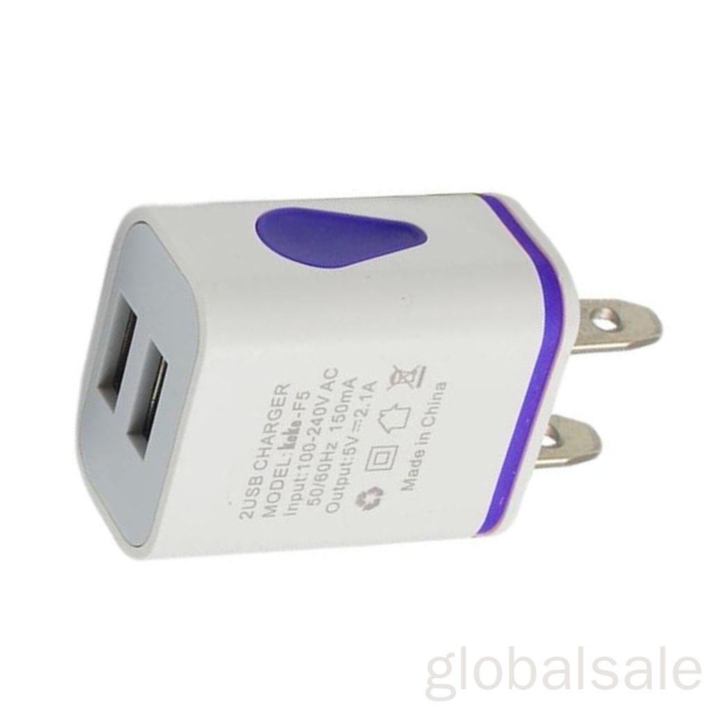 Củ sạc nhanh hai cổng USB 2A có đèn LED tiện lợi dành cho điện thoại