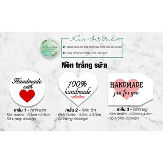 Sticker chữ "handmade" - nền trắng sữa / giấy kraft / trong suốt