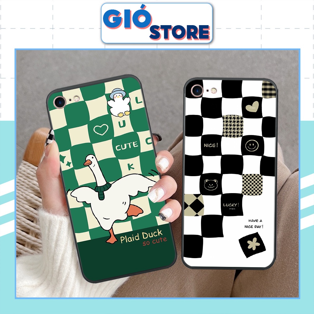 Ốp lưng IP 5/ 5S/ 6/ 6S/ 6 plus/ 6s plus/ 7/ 8/ se 2020 hoạ tiết nền kẻ caro thời trang, viền dẻo giá rẻ