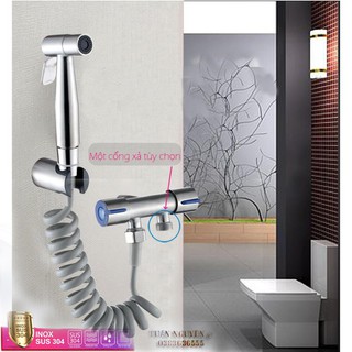 Vòi xịt vệ sinh, vòi sịt bồn cầu inox 304 với hệ thống 2 cổng kết nối đường nước. hàng cao cấp