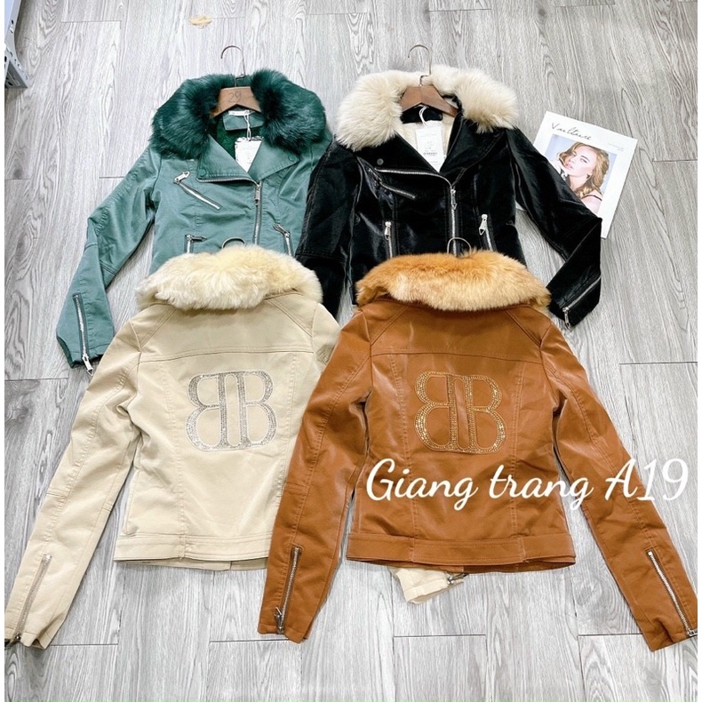 Áo Khoác Da Nữ Hàng Nhập Khẩu Cao Cấp Lót Lông, Cổ Lông Siêu Ấm (hàng sẵn)