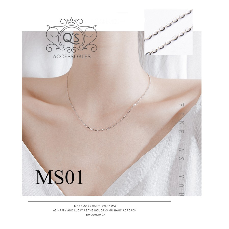 Dây chuyền Bạc 74% vòng cổ nữ bạc trơn MINIMAL Silver Necklace QA SILVER NE170304