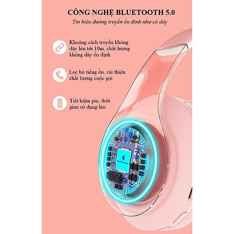 Tai Nghe Chụp Tai ❤️FREESHIP❤️ Tai nghe Bluetooth 5.0 K6131 Macaron Hỗ Trợ Thẻ Nhớ, Dây 3.5mm, Đài FM