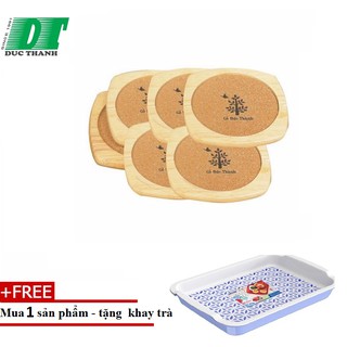 Bộ lót ly 6 Cái Gỗ Đức Thành 20171- TẶNG KÈM 1 KHAY UP LY