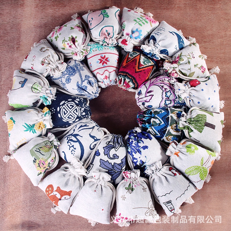 Túi Dây Rút Vải Lanh Nhỏ Xinh Đựng Trang Sức Tiện Dụng