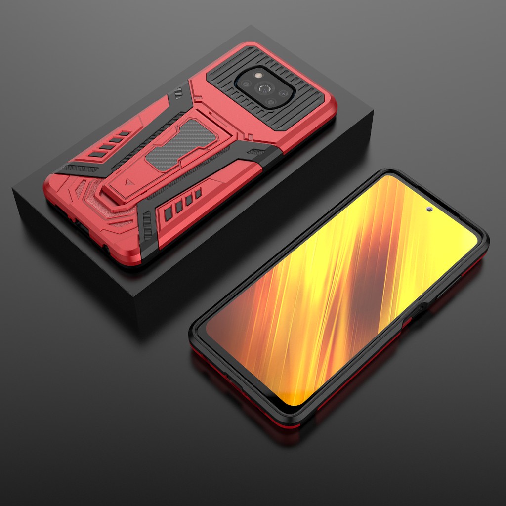 Ốp lưng Poco X3 / Poco X3 Pro Iron Man Pro chống sốc giá đỡ xem phim cao cấp