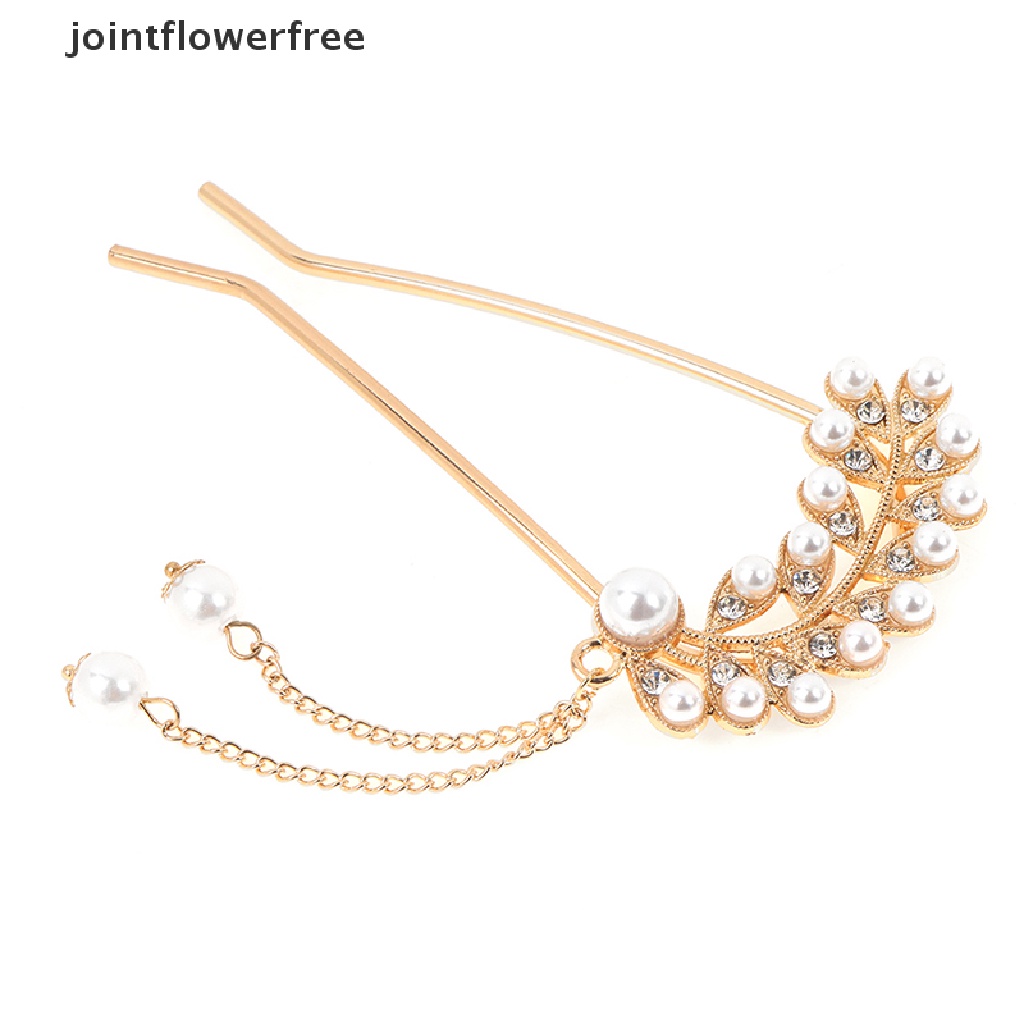 Kẹp Tóc Hình Chữ U Đính Đá Phối Lông Vũ Và Ngọc Trai Nhân Tạo Thời Trang