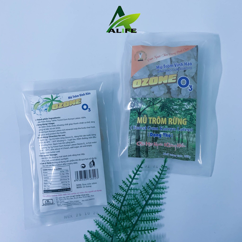 Mủ trôm sạch dạng rừng thô Vĩnh Hảo Ozone 100gr/gói. Mủ trôm Vĩnh Hảo chính hãng - Alife