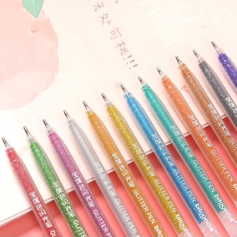 Bút Gel kim tuyến nhiều màu sắc bắt sáng trang trí sổ tay