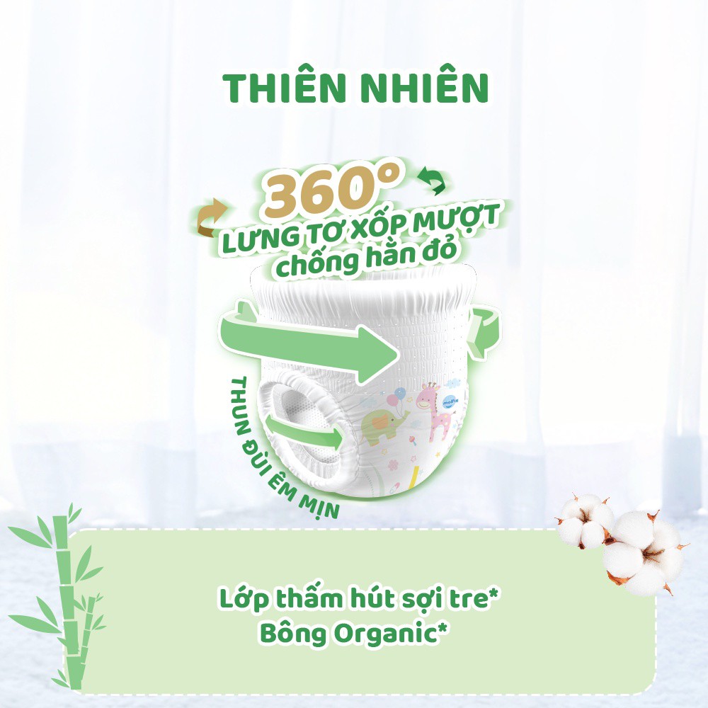 Bỉm quần Molfix thiên nhiên an toàn bông tự nhiên - Jumbo M (6kg - 11kg) - Gói 42+6 miếng