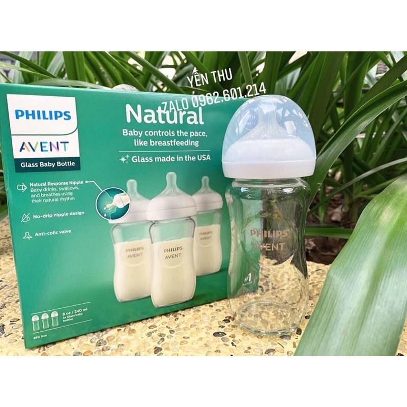 Bình Avent thuỷ tinh 120ml&240ml mẫu mới 2021