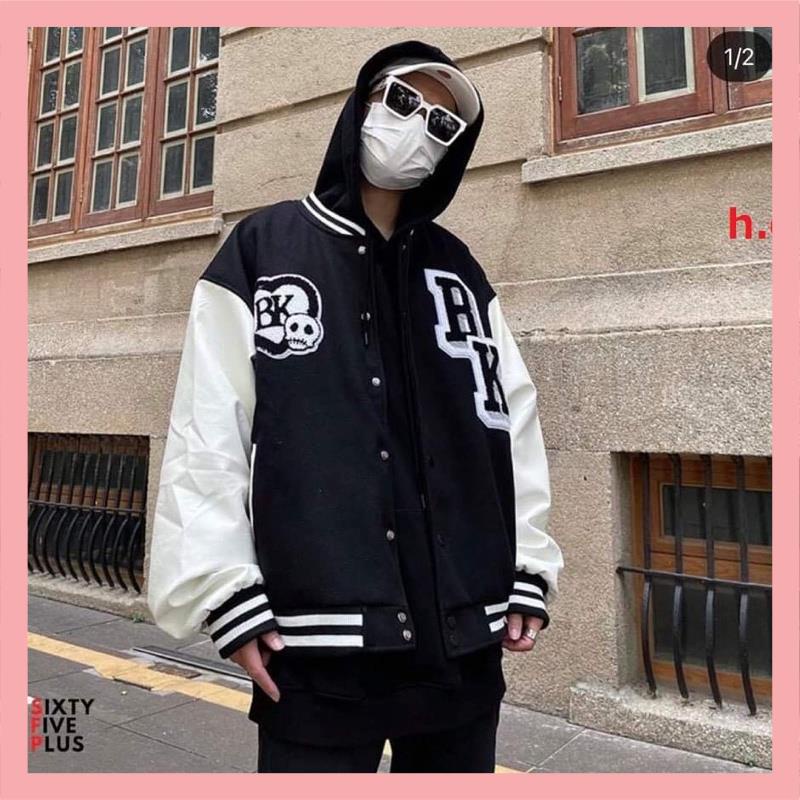 Áo bomber RK,21Chất gió mềmhàng 1 lớp cổ, tay áo và gấu áo có bo dệt xịnfreesize 50kgphong cách hàn quốc