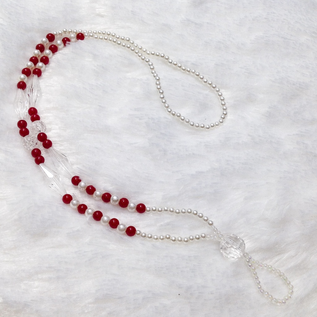 Dây đeo bảng tên thẻ id cho nhân viên học sinh kết chuỗi cườm hạt trai dễ thương