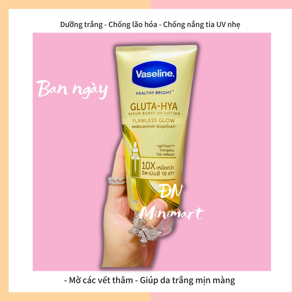 [Chính hãng] Sữa dưỡng thể Vaseline Healthy Bright Gluta HYA Serum 10X Thái Lan chai to 330ml