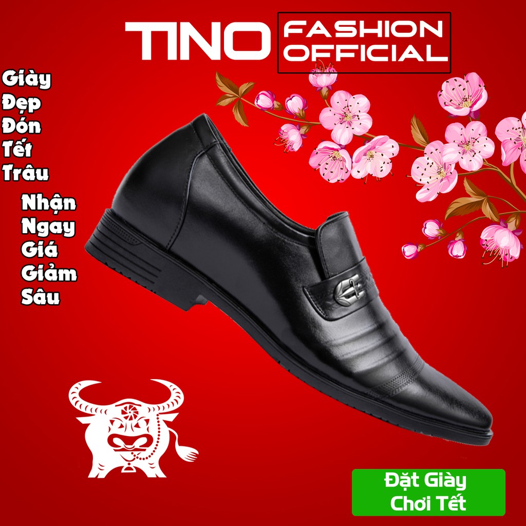 𝐓Ế𝐓 Giày lười da nam cao cấp Tino CS02 màu đen - giày da bò nam cao cấp