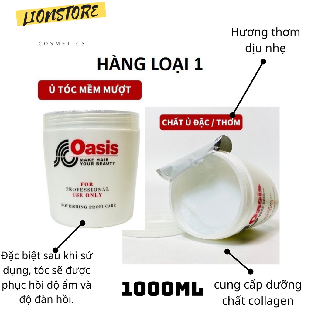 Kem hấp tóc ủ tóc OASIS 1000ML đặc như sáp - Xả tóc mềm mượt Loại 1|Không bết, rụng tóc