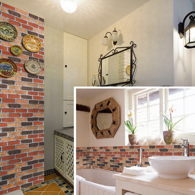 Decal giấy dán tường gạch 3D nhiều màu