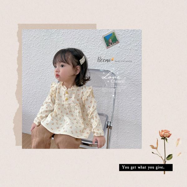 Áo babydoll dài tay Beemo họa tiết hoa nhí cho bé gái