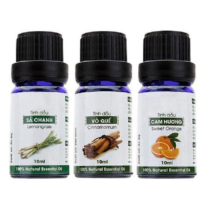 Combo 3 Chai Tinh Dầu Sả Chanh + Cam + Quế  (10ml x 3)