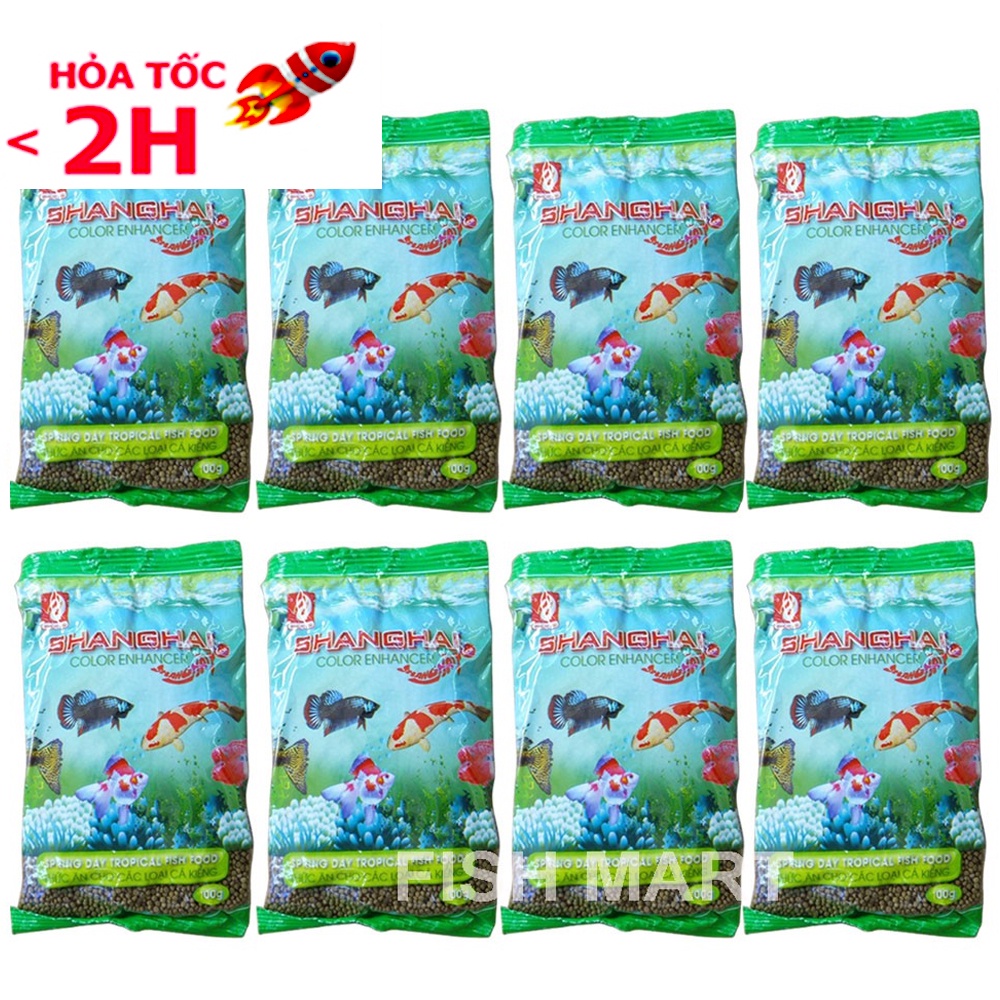 Bộ 8 gói thức ăn nổi cho các loại cá kiểng, cá koi, cá chép coi, loại 100gr/ gói (Nâu)