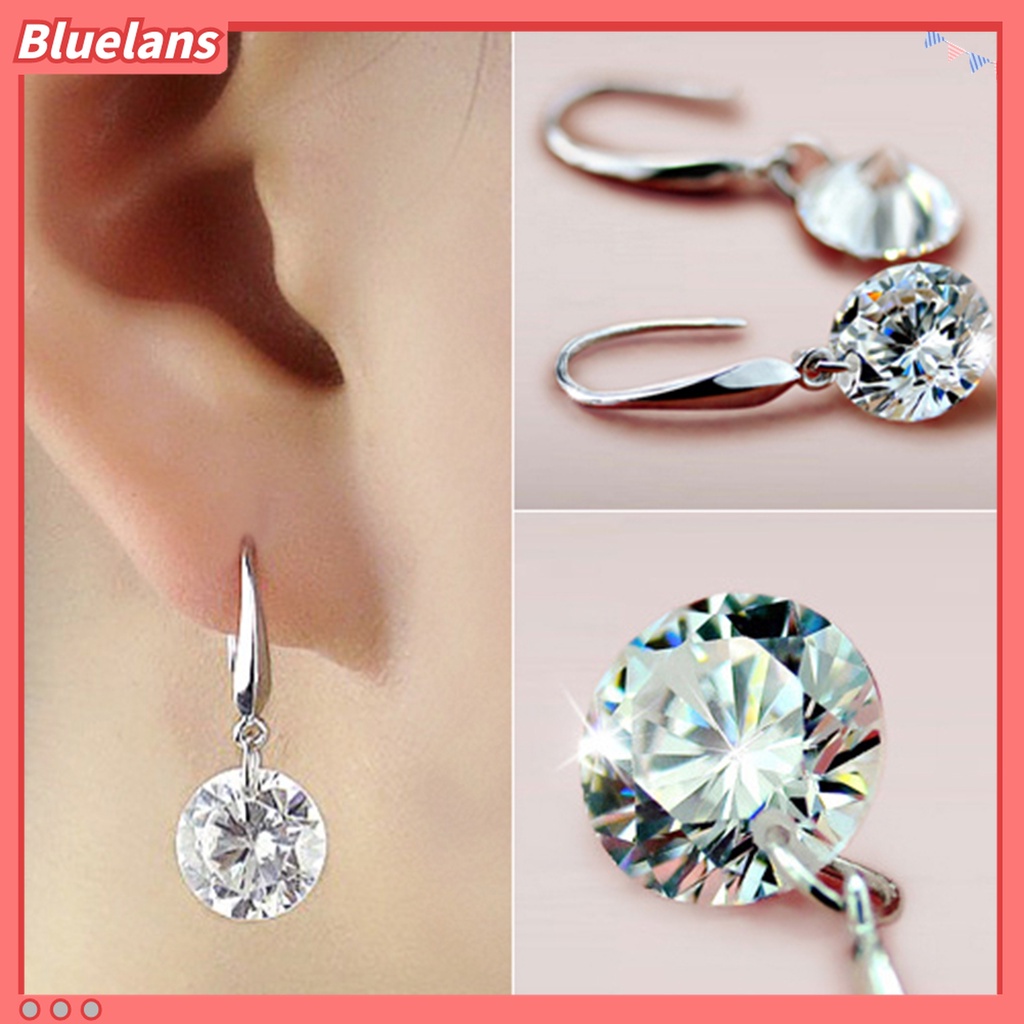 Đôi bông tai mạ bạc đính đá thiết kế thời trang