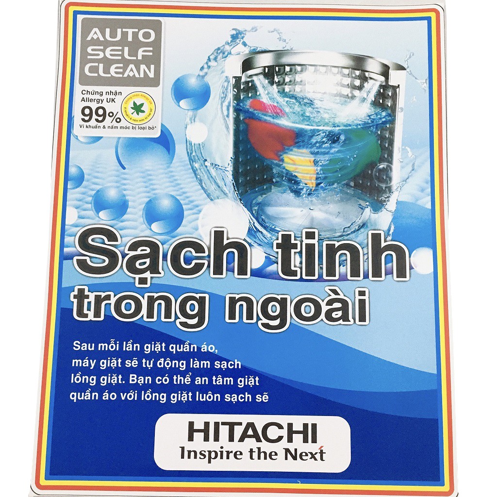 Miếng dán máy giặt Hitachi [TẶNG BĂNG KEO HAI MẶT] tem dán máy giặt Hitachi