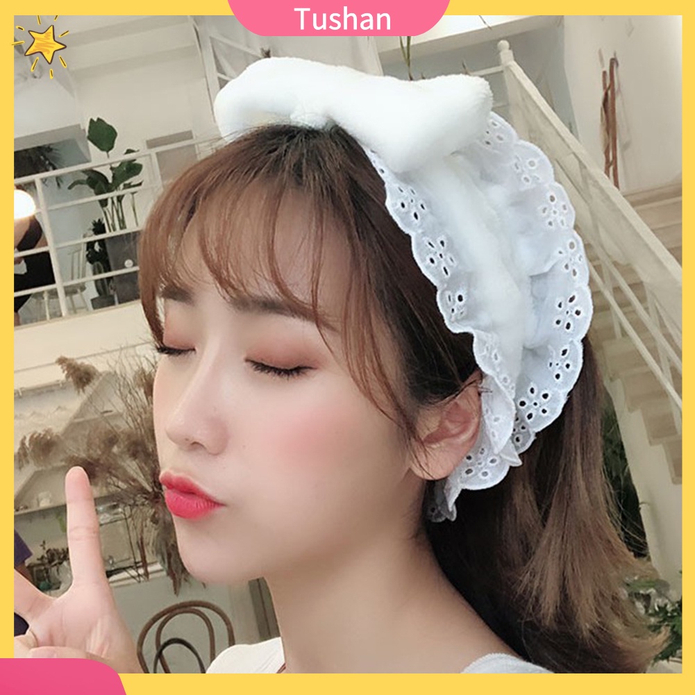 Băng đô co giãn phối ren xinh xắn buộc nơ đáng yêu dành cho nữ