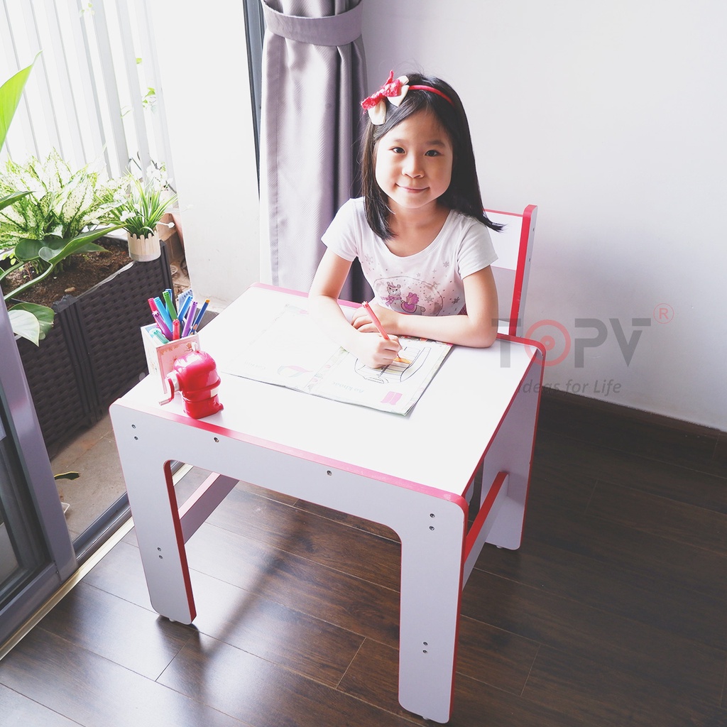 Bàn học cho bé TopV bộ bàn ghế tiểu học mầm non mini thông minh ghế ngồi chống gù cho trẻ tập vẽ tô chơi lego