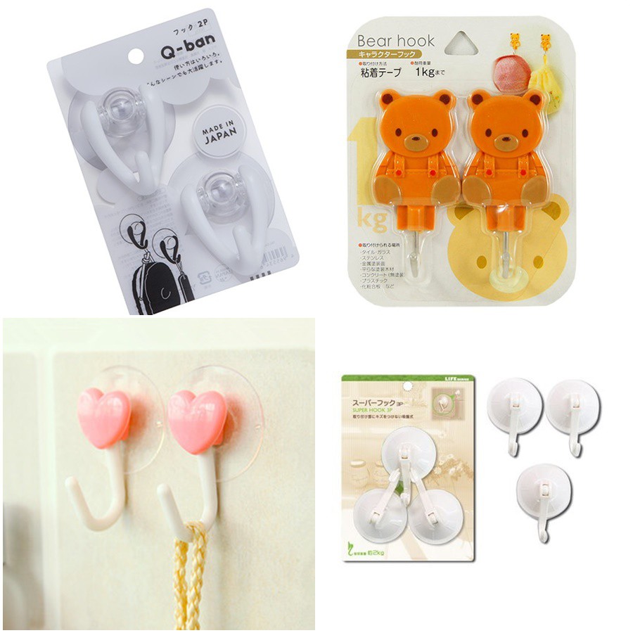 Set móc treo hút chân không treo đồ tiện dụng Hàng Nhật Chính Hãng