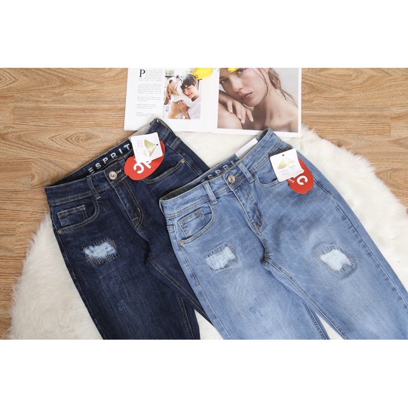 BÁN SỈ QUẦN JEAN BOY VNXK RÁCH THÊU CHỈ M243 CHO NỮ