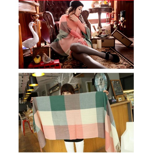 khăn choàng kẻ sọc caro lớn