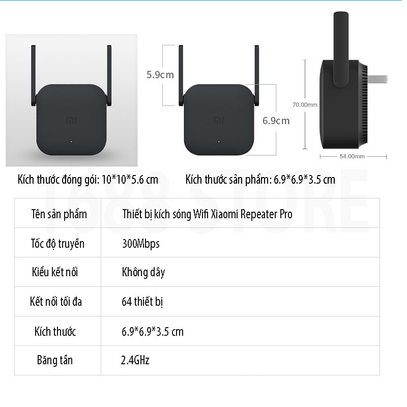 Kích Sóng Wifi Xiaomi Pro Repeater Pro 2 Râu Phiên Bản Mới 300Mbps ,Thiết Bị Mở Rộng Sóng Wifi Xiaomi Chính Hãng Vt168