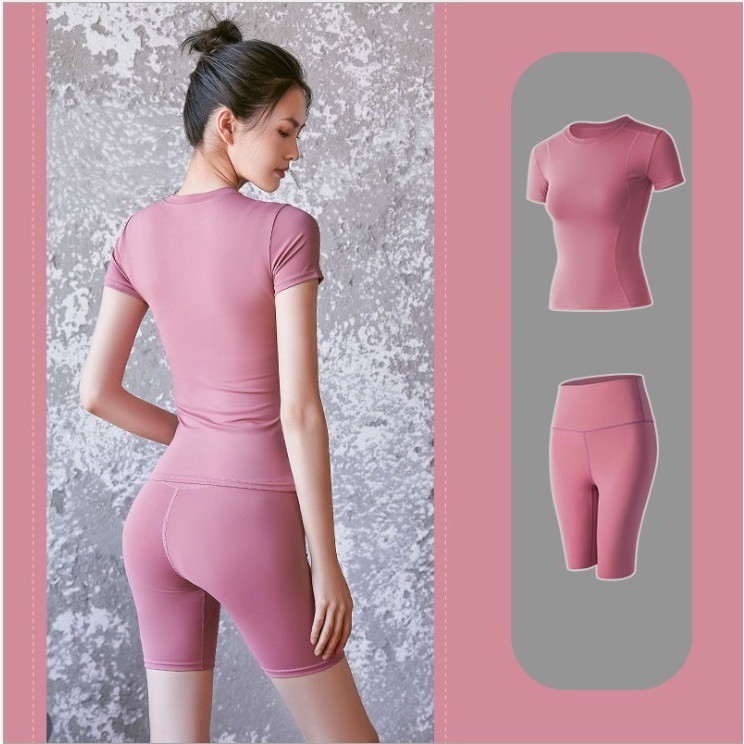 Bộ Đồ Tập GYM Nữ Áo Thun và Quần Short Thể Thao, Set Quần Áo Tập GYM YOGA Nữ GYM-Fashion