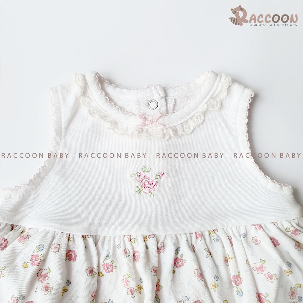 Váy liền thân tay ngắn vải Cotton Organic body dress điệu đà bé gái Little Me (3-9m)