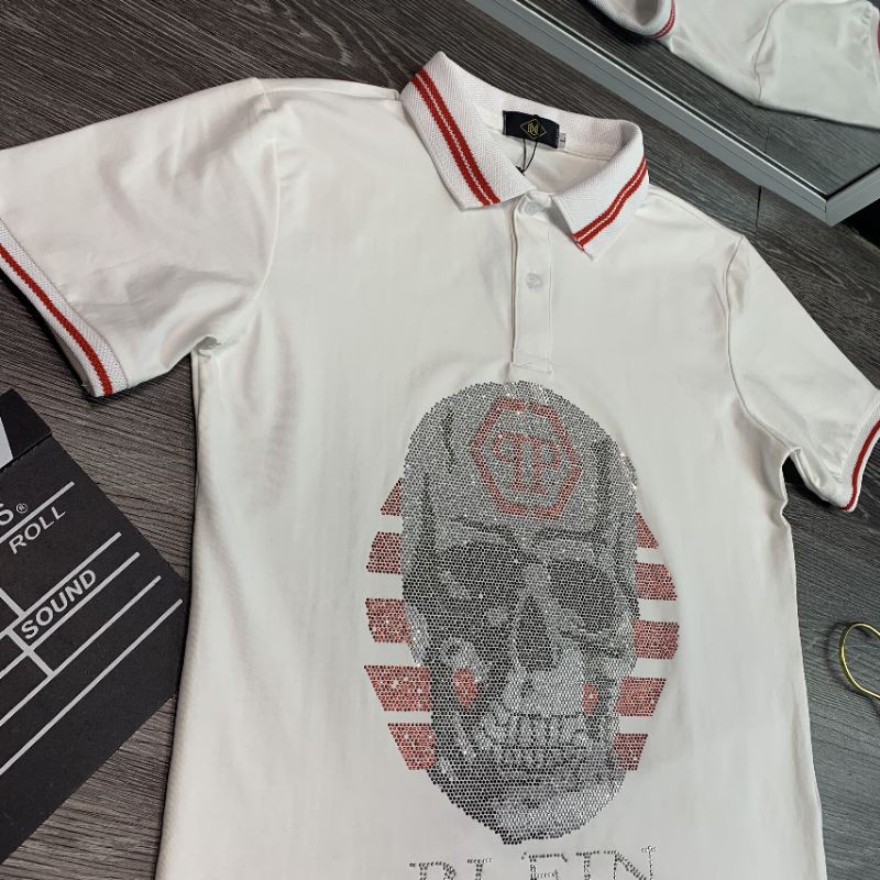 Áo Thun Nam polo cổ trụ đính đá ngầu (chất liệu cotton 100%) | BigBuy360 - bigbuy360.vn