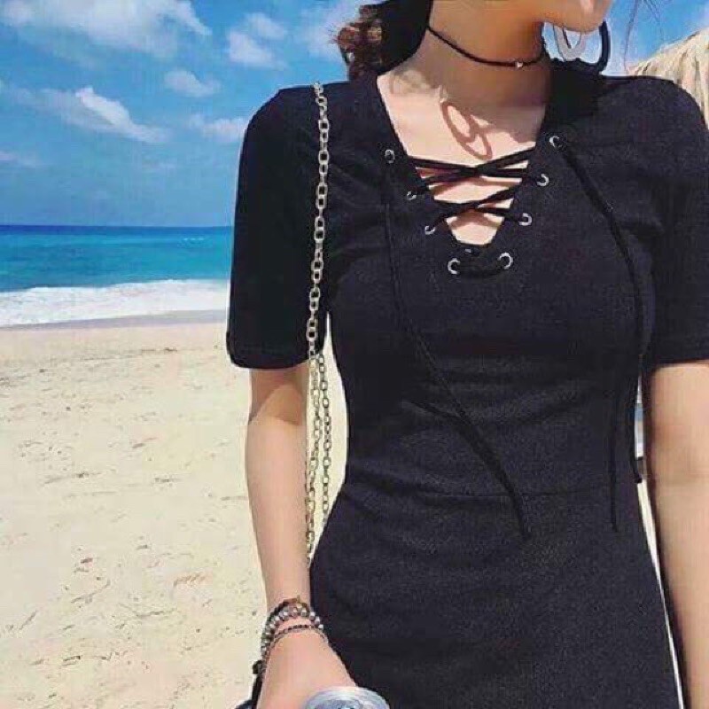 Đầm body đan dây lưng thun Borip | BigBuy360 - bigbuy360.vn